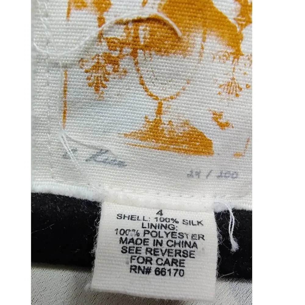 Anthropologie C Keer Womens Dress Size 4 Abstract Designer Silk Sheer Ruffle VNT - Picture 7 of 10